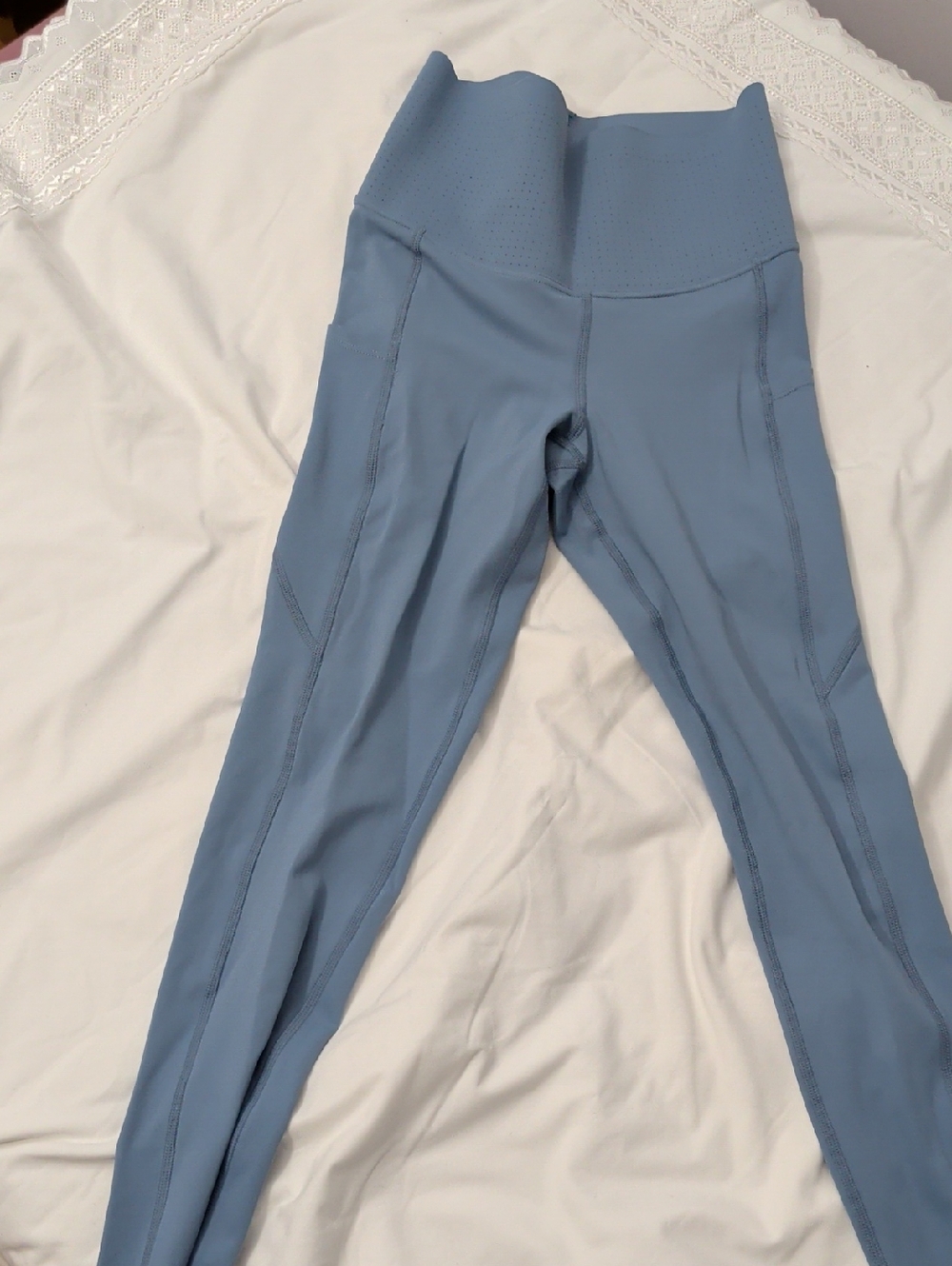 Medium Blue Perforated Active Leggings